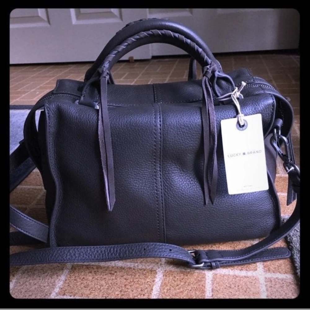 Lucky brand Gray/taupe leather satchel purse